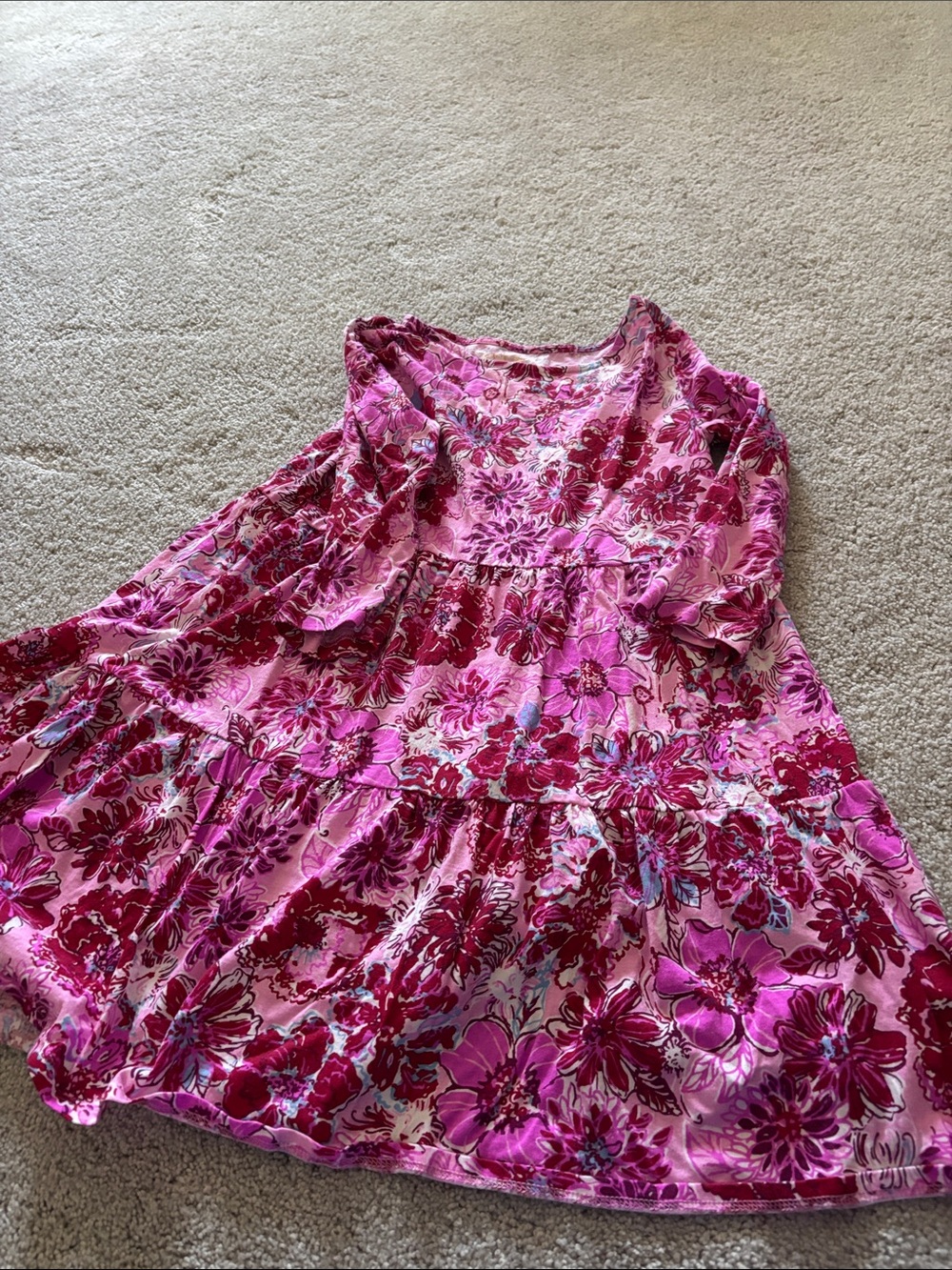Lilly Pulitzer Pink Floral Tiered Kids Dress